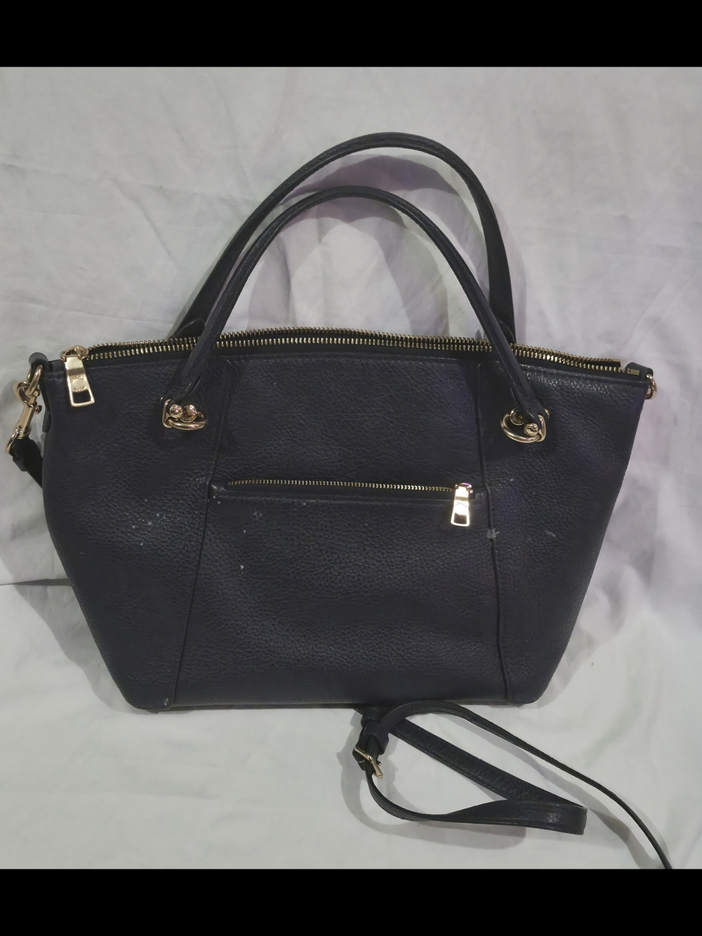 Coach Black Leather Tote with Gold Hardware - Picture 2 of 9